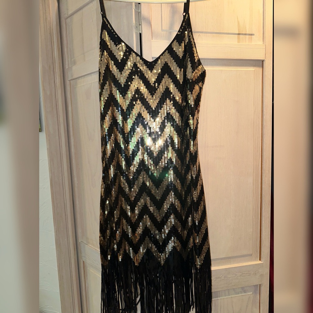 Sequin Chevron Fringe Dress GATSBY